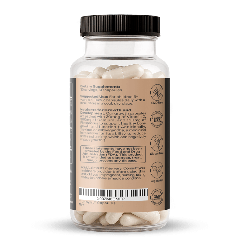TruHeight Growth Capsules - Tall Nutrition for Natural Growth Supplement for Kids & Teens